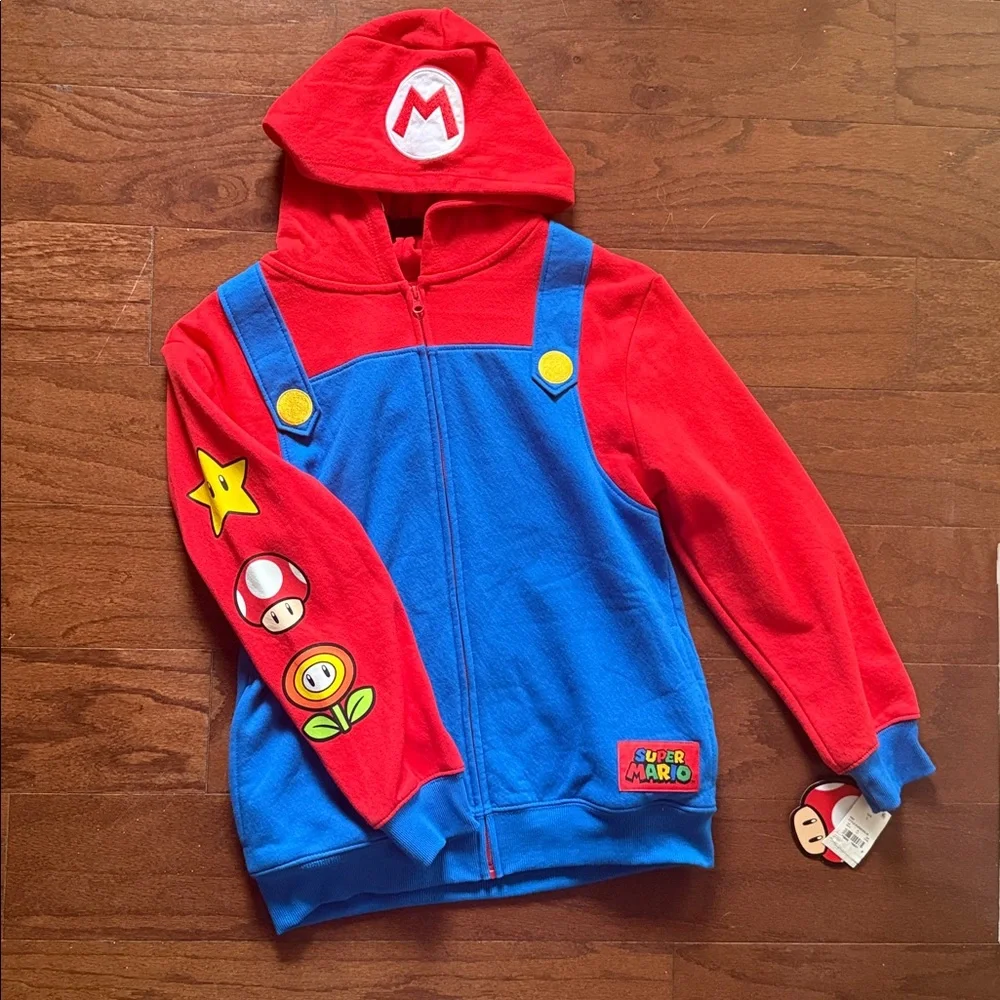 Super Mario Red and Blue Hoodie - Picture 3 of 9
